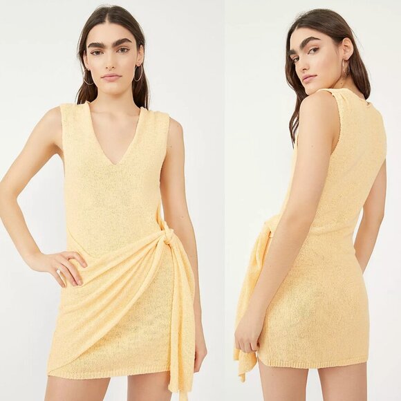 New! Free People FP Beach Gold Poppy Sweater Cover- Up Mini Dress 20721 - Picture 1 of 11